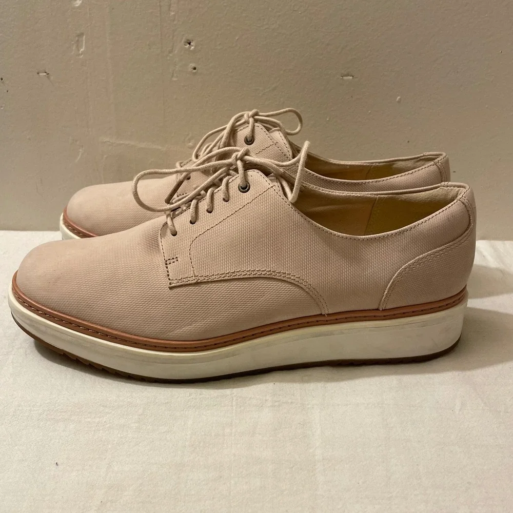Clarks Women's Size 10‎ Pink Teadale Rhea  Platform Oxford Shoes Suede Derby